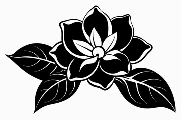 gardenia line art silhouette vector illustration
