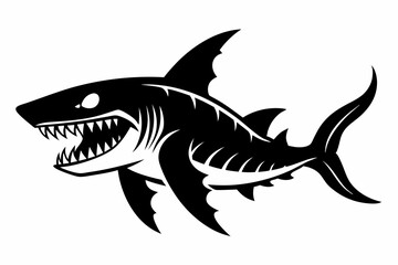 Obraz premium goblin shark line art silhouette vector illustration