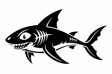 goblin shark line art silhouette vector illustration