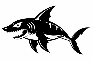 goblin shark line art silhouette vector illustration