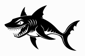 goblin shark line art silhouette vector illustration