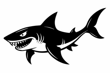 goblin shark line art silhouette vector illustration