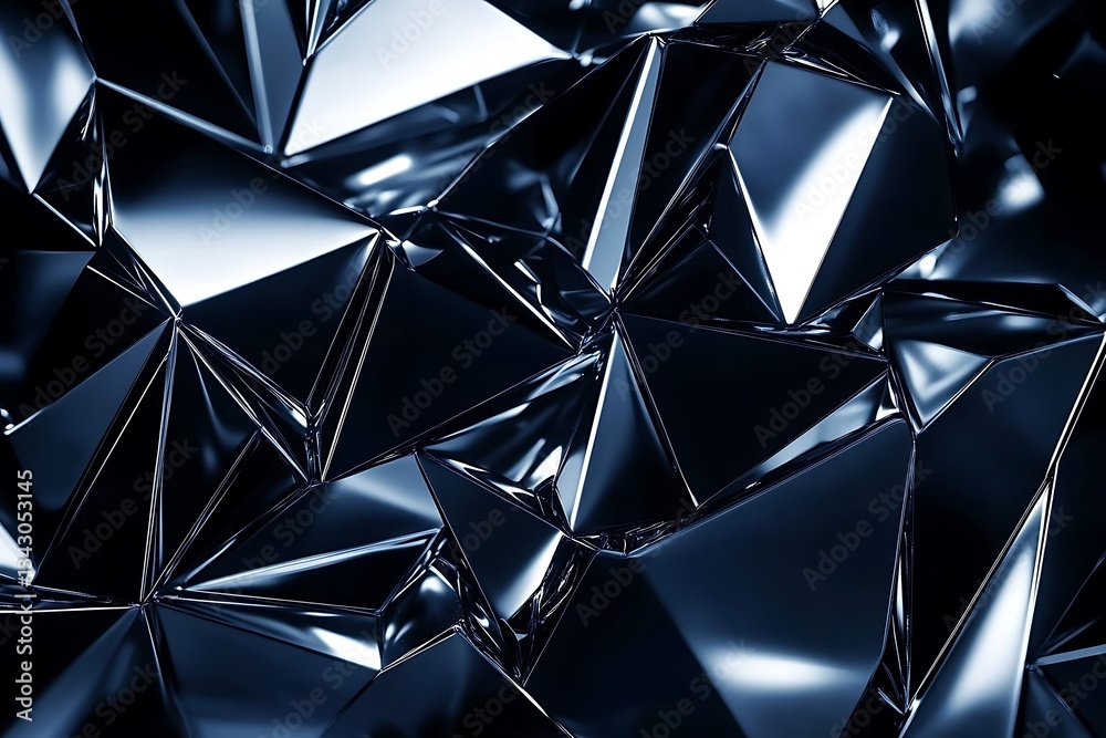 Poster Abstract Dark Blue Metallic Triangular Polygonal Geometric Background