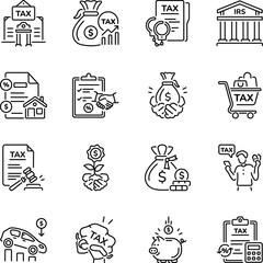 Collection of Linear Style Money Tax Icons 

