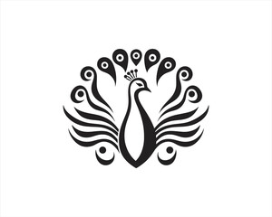 Peacock logo design icon symbol vector illustration. Peacock bird vector template.
