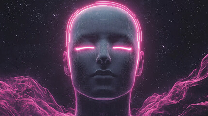 Abstract Futuristic Face in Space