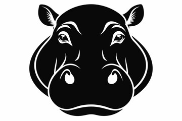 hippopotamus head line art silhouette vector illustration