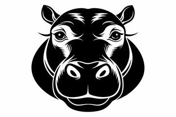 hippopotamus head line art silhouette vector illustration