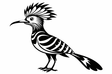 hoopoe bird line art silhouette vector illustration