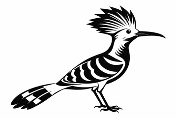 hoopoe bird line art silhouette vector illustration