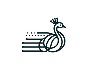 Peacock logo design icon symbol vector illustration. Peacock bird vector template.