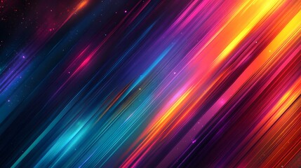 Diagonal vibrant light streaks create a colorful abstract background pattern