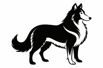 lassie dog line art silhouette vector illustration