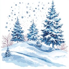 Obraz premium Snowy Winter Wonderland: Enchanting Pine Trees and Falling Snow