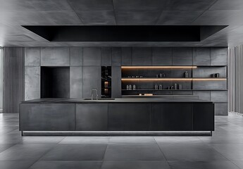 Modern Grey Concrete Kitchen Sleek Minimalist Design