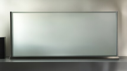 Obraz premium A minimalist headboard made from frosted glass panels, framed in brushed metal for a sleek and modern touch