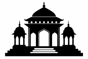 mandir line art silhouette vector illustration