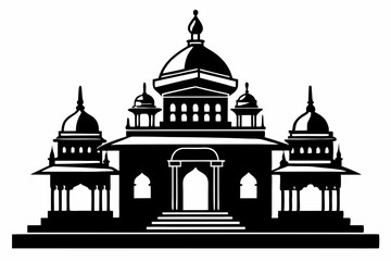 mandir line art silhouette vector illustration