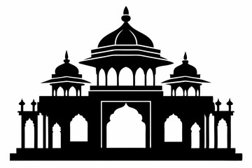 mandir line art silhouette vector illustration