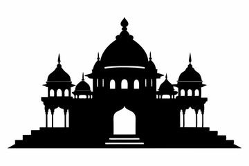 mandir line art silhouette vector illustration