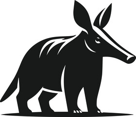 Aardvark standing still with ears perked up animal silhouette vector