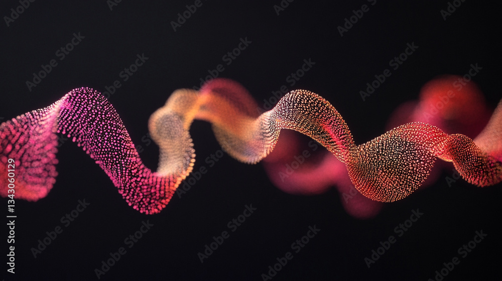 Aufkleber Dynamic flowing wave visualization abstract space 3d render digital environment close-up motion graphics