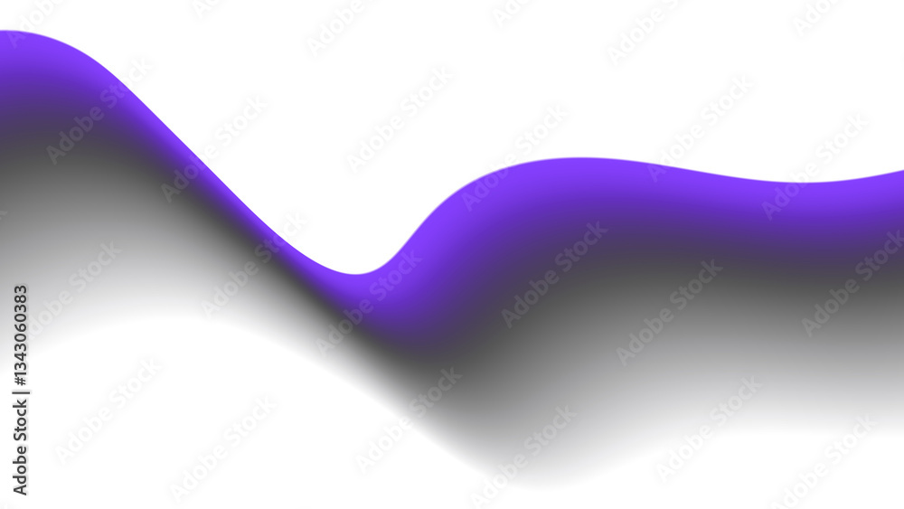 Poster Blurred transparent gradient background. Elegant purple wavy line on Transparent png overlay background