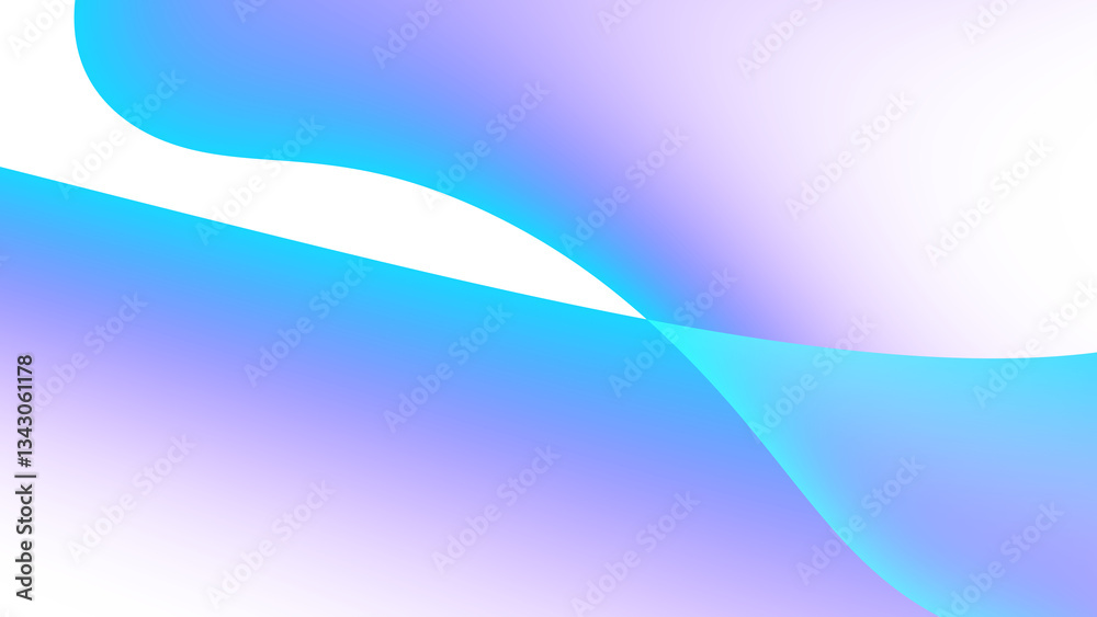 Poster Blurred transparent gradient background. Elegant blue wavy line on Transparent png overlay background