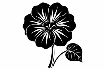 nasturtium flower line art silhouette vector illustration
