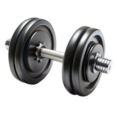 Naklejka premium A sleek, modern black dumbbell with chrome accents, symbolizing fitness and strength training.
