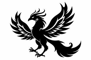 phoenix bird line art silhouette vector illustration