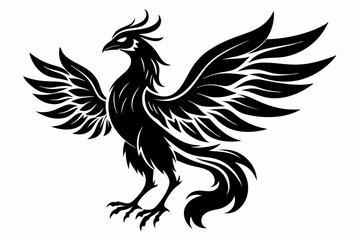 phoenix bird line art silhouette vector illustration