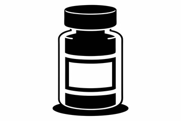 pills bottle line art silhouette vector illustration