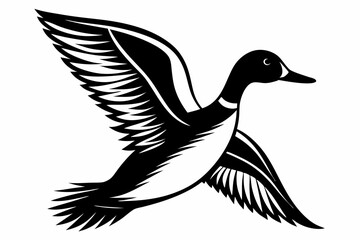 pintail duck flying line art silhouette vector illustration