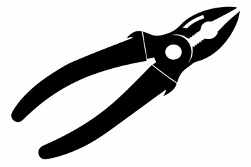 pliers plus cut line art silhouette vector illustration