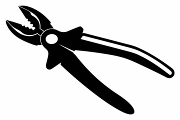 pliers plus cut line art silhouette vector illustration