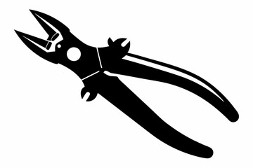 pliers plus cut line art silhouette vector illustration