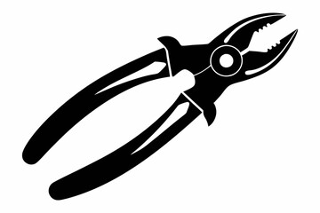pliers plus cut line art silhouette vector illustration