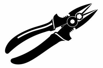 pliers plus cut line art silhouette vector illustration