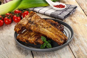 Tasty roasted pork ribs with spices