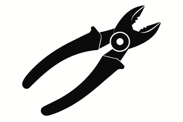 pliers plus cut line art silhouette vector illustration