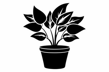 potted plant line art silhouette vector illustration