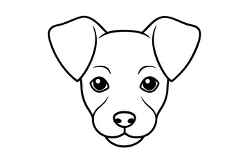 puppy head line art silhouette vector illustration