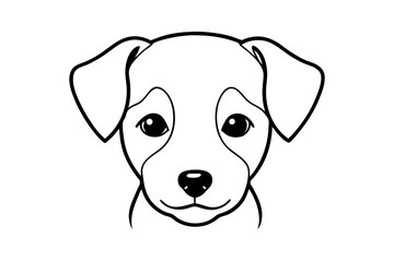 puppy head line art silhouette vector illustration