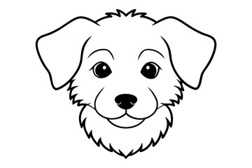 puppy head line art silhouette vector illustration
