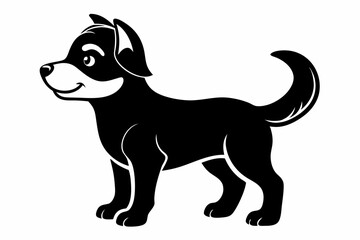 puppy line art silhouette vector illustration