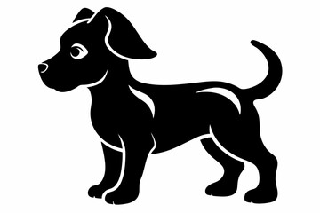 puppy line art silhouette vector illustration