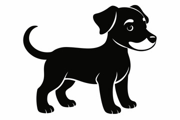 puppy line art silhouette vector illustration