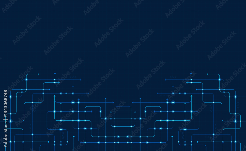 Poster Circuit connect lines. Network technology and Connection concept. Decentralized network nodes connections
