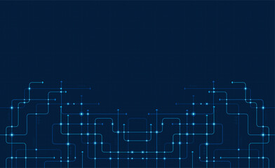 Circuit connect lines. Network technology and Connection concept. Decentralized network nodes connections